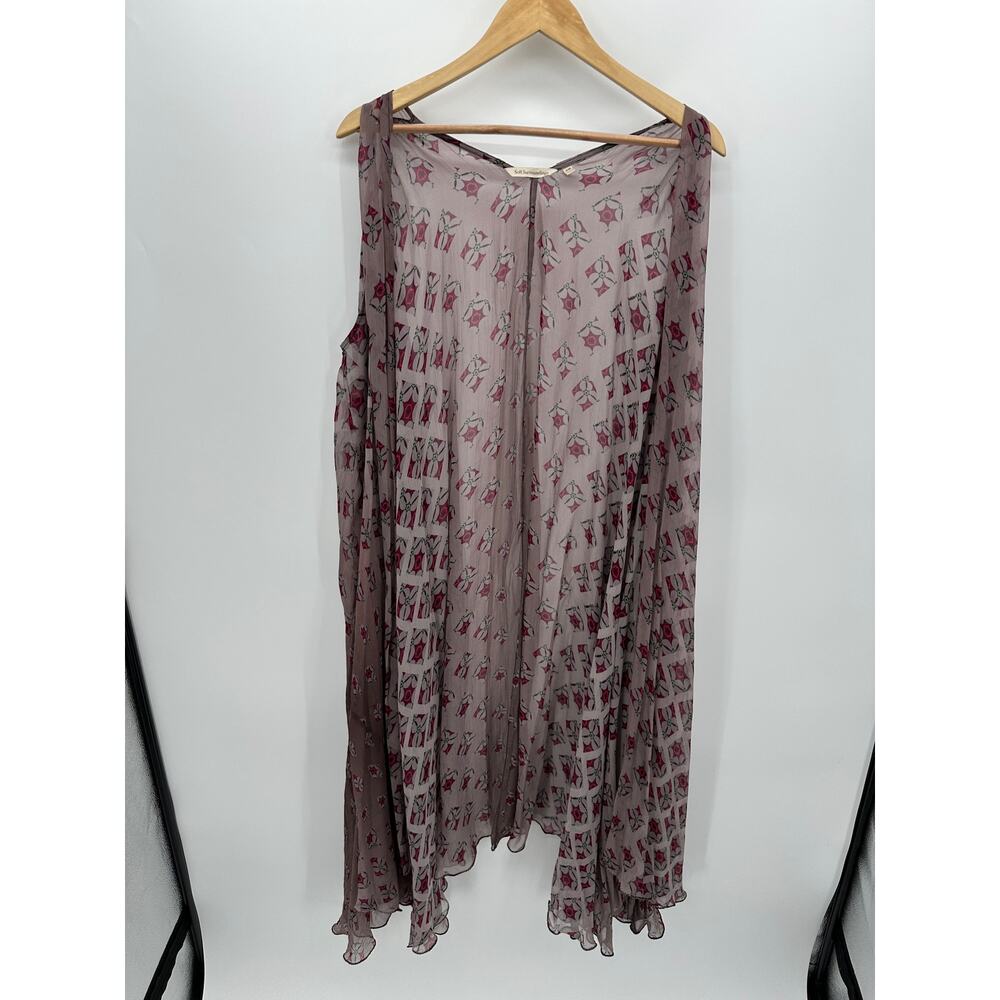 Soft Surroundings Duster Kimono Women Purple Boho Chiffon Oversized Size S/M